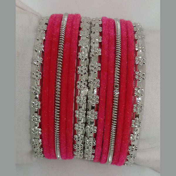 Shree Asha Bangles 14 Pieces in single bangle and Pack Of 12 Pink Color bangles Set