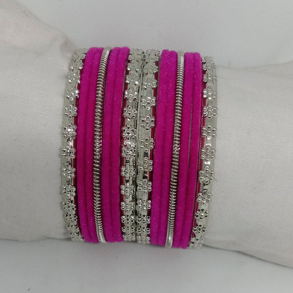 Shree Asha Bangles 14 Pieces in single bangle and Pack Of 12 Hot Pink Color bangles Set