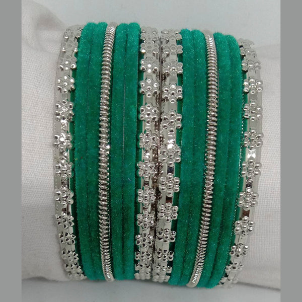 Shree Asha Bangles 14 Pieces in single bangle and Pack Of 12 Sea Green Color bangles Set