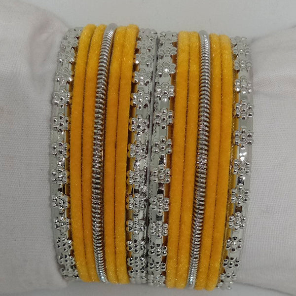 Shree Asha Bangles 14 Pieces in single bangle and Pack Of 12 Yellow  Color bangles Set