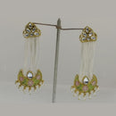 Midas Touch Gold Plated Yellow Meenakari And Kundan Dangler Earrings - 50124