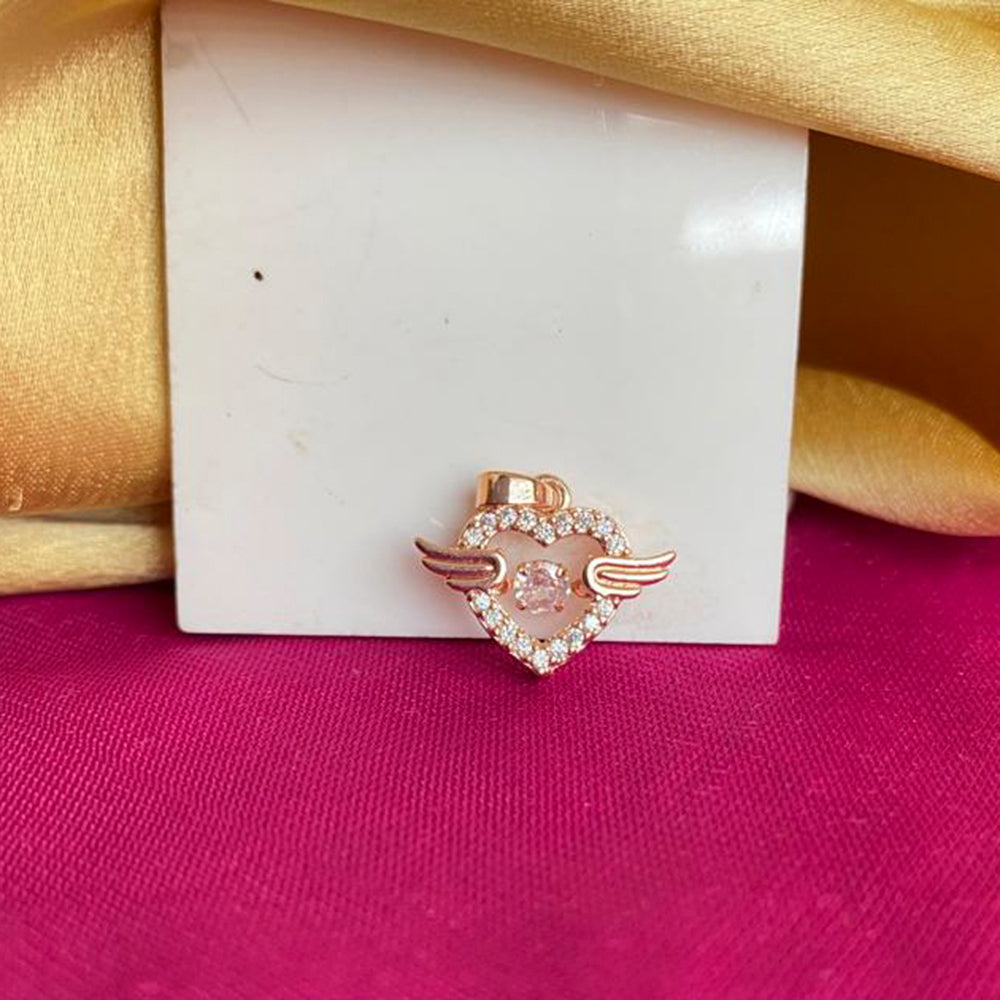 Mahavir Ad Stone Rose Gold Plated Pendant