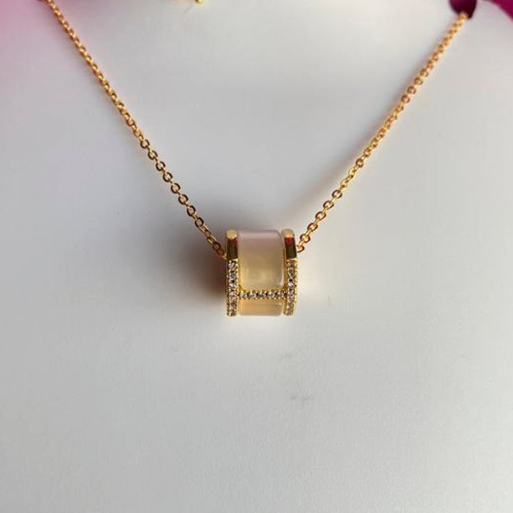 Mahavir Ad Stone Gold Plated Chain Pendant