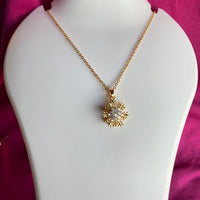 Mahavir Ad Stone Gold Plated Revolving Chain Pendant