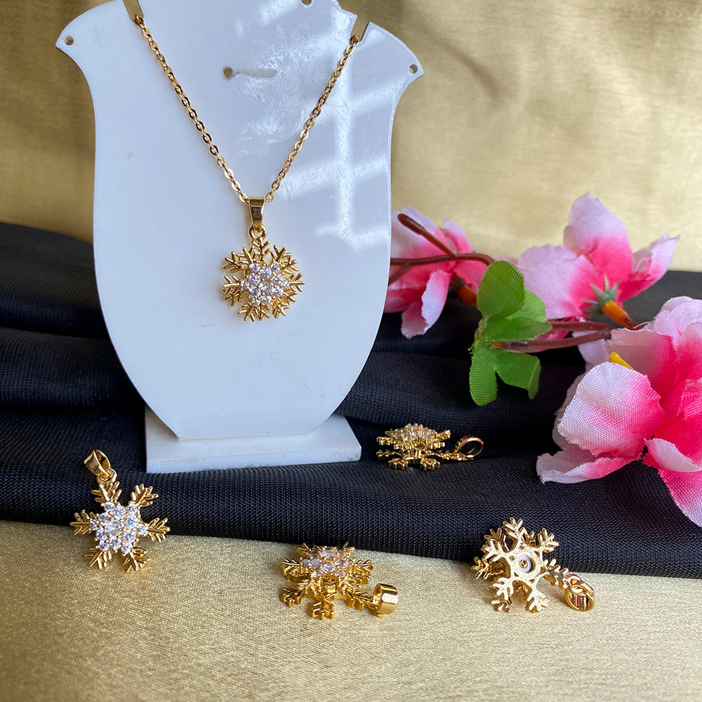 Mahavir Ad Stone Gold Plated Revolving Chain Pendant