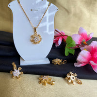 Mahavir Ad Stone Gold Plated Revolving Chain Pendant