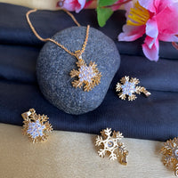 Mahavir Ad Stone Gold Plated Revolving Chain Pendant