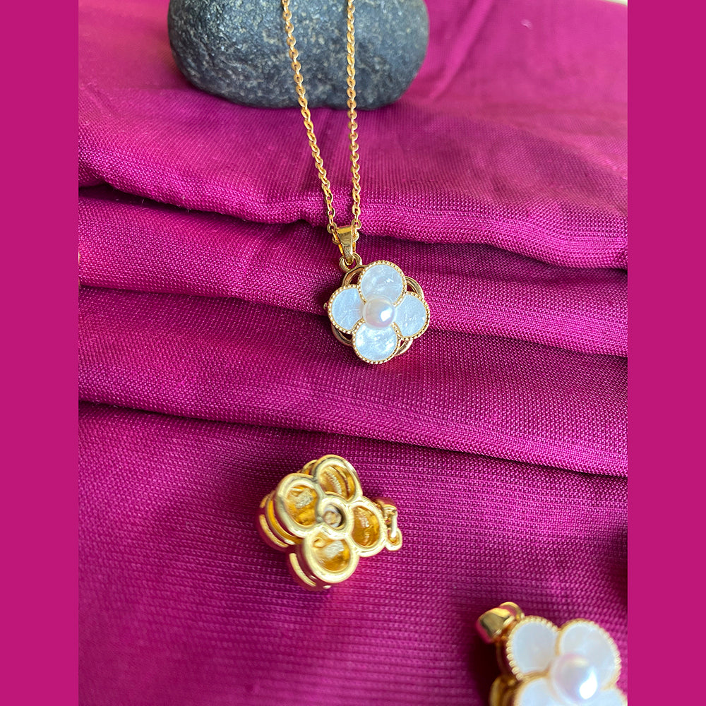 Mahavir Ad Stone Gold Plated Revolving Chain Pendant