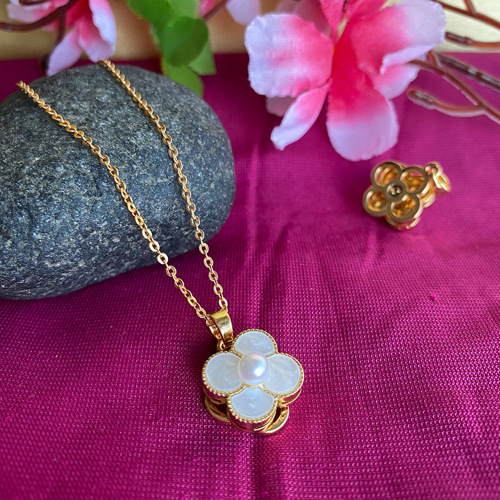 Mahavir Ad Stone Gold Plated Revolving Chain Pendant