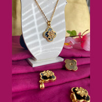 Mahavir Ad Stone Gold Plated Revolving Chain Pendant