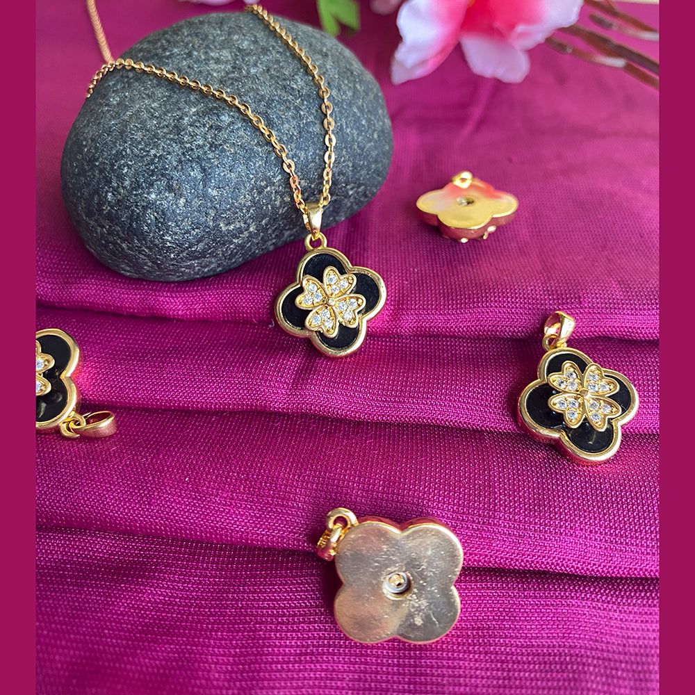 Mahavir Ad Stone Gold Plated Revolving Chain Pendant