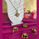 Mahavir Ad Stone Gold Plated Revolving Chain Pendant