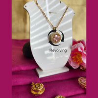 Mahavir Ad Stone Gold Plated Revolving Chain Pendant