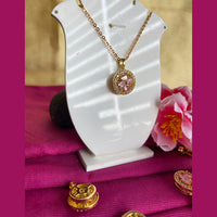 Mahavir Ad Stone Gold Plated Revolving Chain Pendant