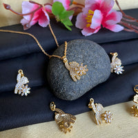 Mahavir Ad Stone Gold Plated Revolving Chain Pendant