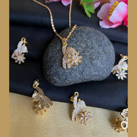 Mahavir Ad Stone Gold Plated Revolving Chain Pendant