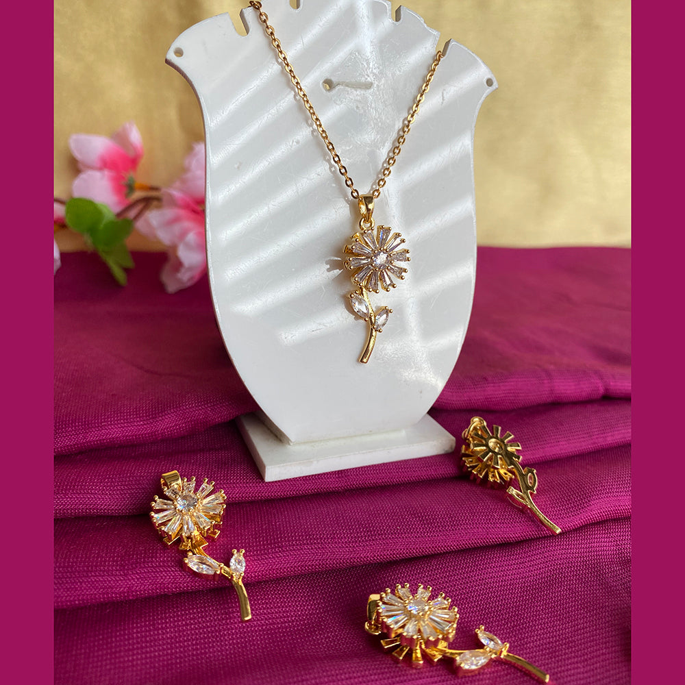 Mahavir Ad Stone Gold Plated Revolving Chain Pendant