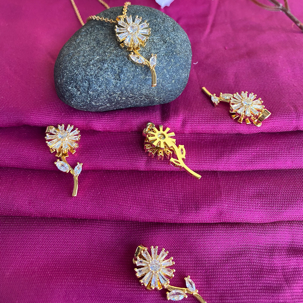 Mahavir Ad Stone Gold Plated Revolving Chain Pendant