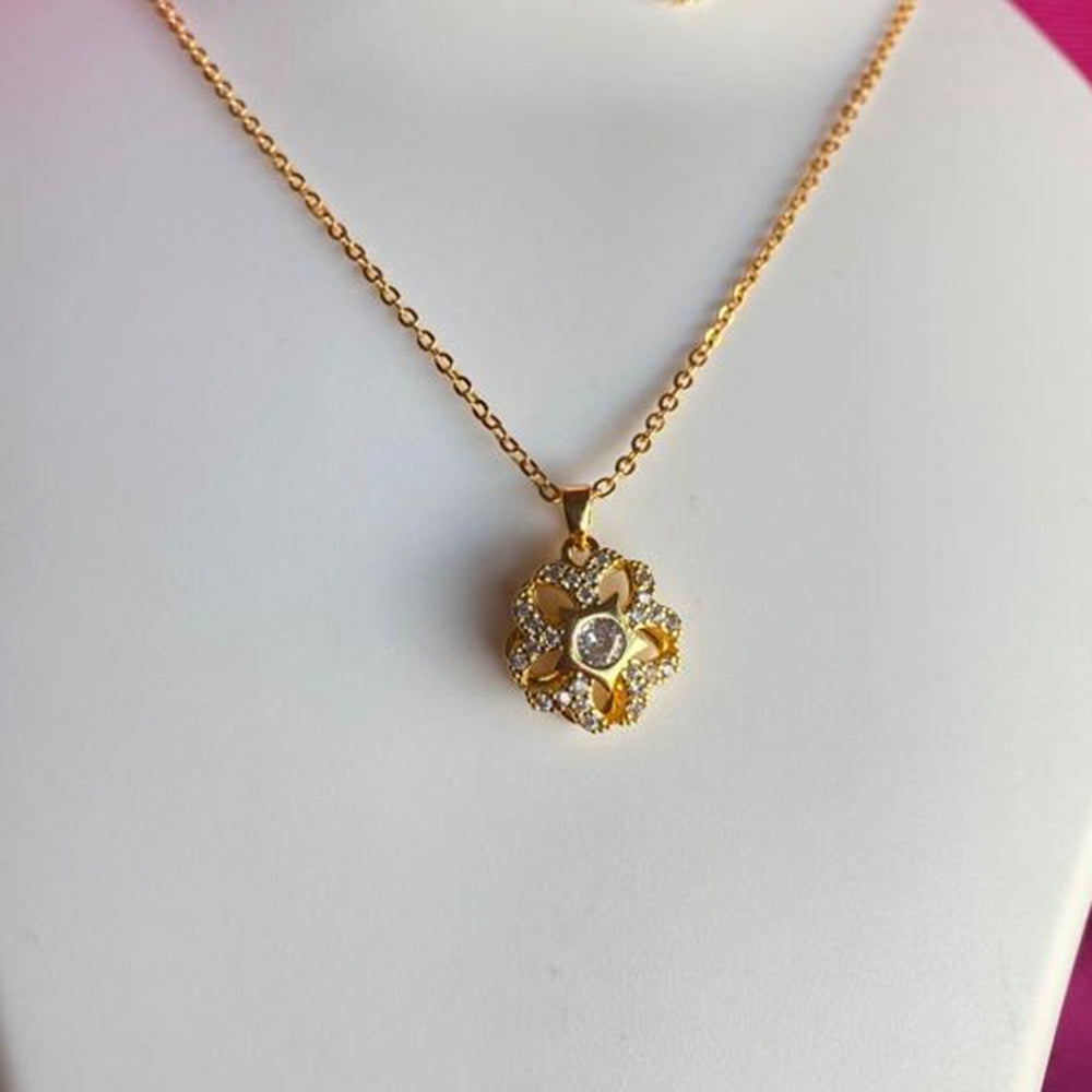 Mahavir Ad Stone Gold Plated Revolving Chain Pendant