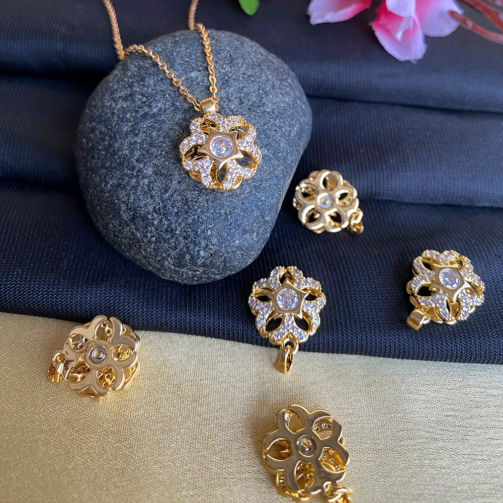 Mahavir Ad Stone Gold Plated Revolving Chain Pendant