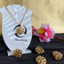 Mahavir Ad Stone Gold Plated Revolving Chain Pendant