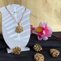 Mahavir Ad Stone Gold Plated Revolving Chain Pendant