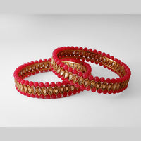 SOB Set of two Moti Bangles with Studded Kundan & Handcrafted Bangles