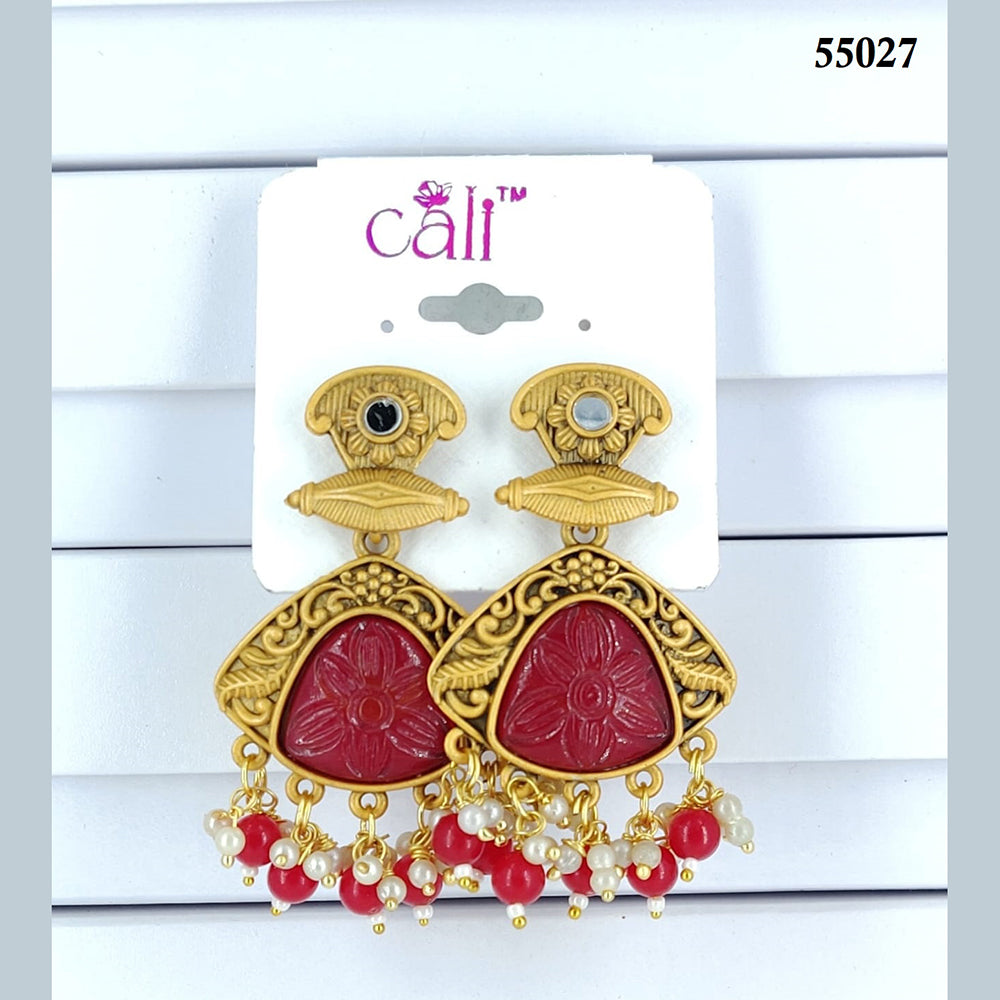 Corbeda Fashion Gold Plated Assorted Color Dangler Earrings