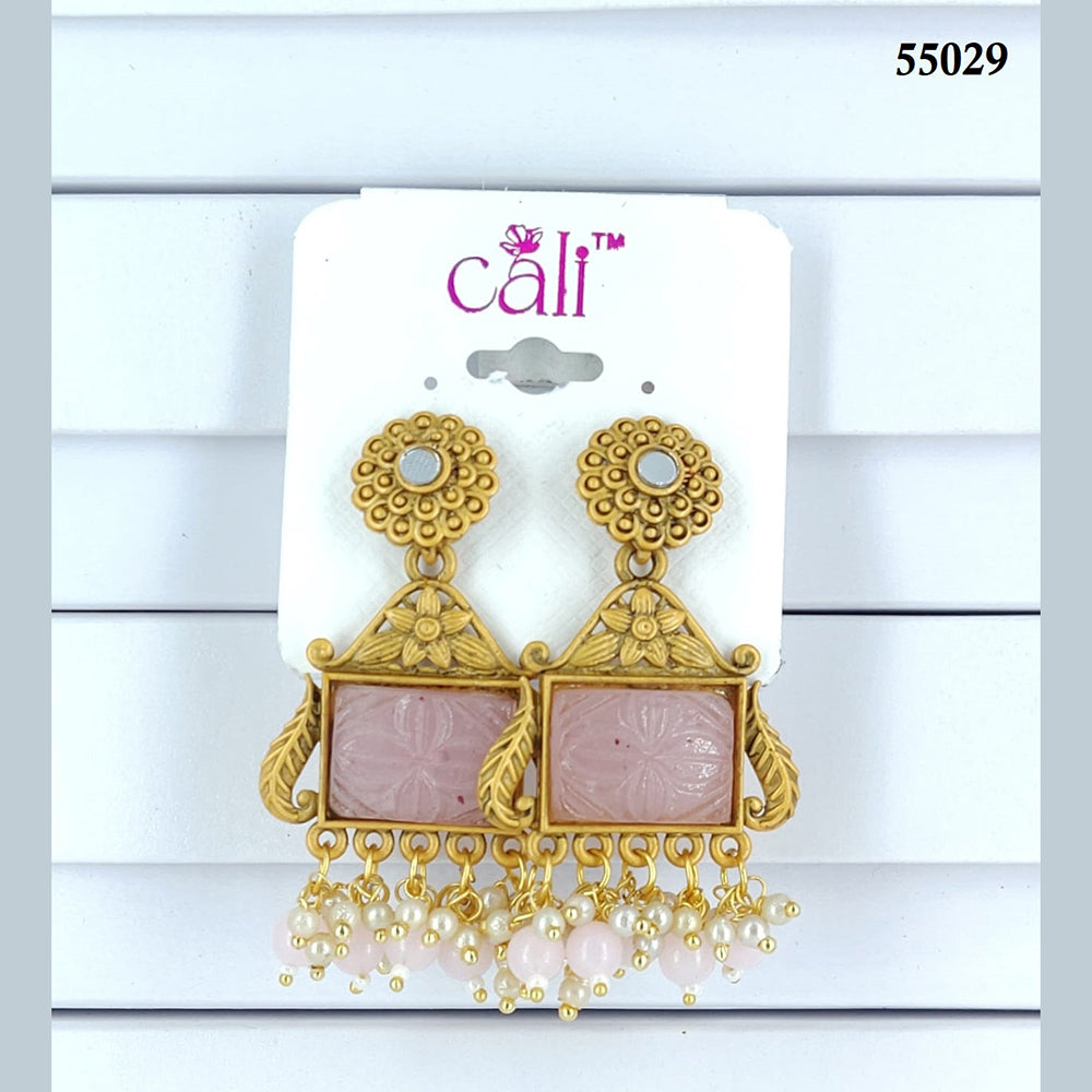 Corbeda Fashion Gold Plated Assorted Color Dangler Earrings