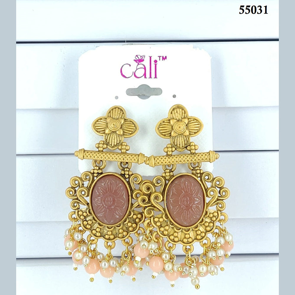 Corbeda Fashion Gold Plated Assorted Color Dangler Earrings