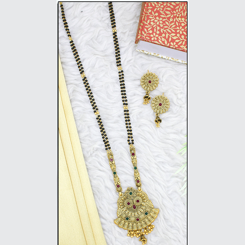 Mahavir Gold Plated Black Beads Mangalsutra