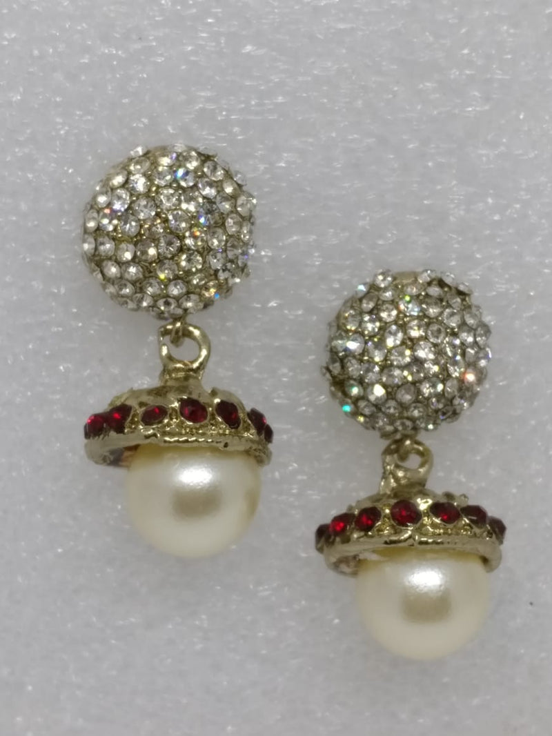 Midas Touch Austrian Stone Pearl Drop Earrings