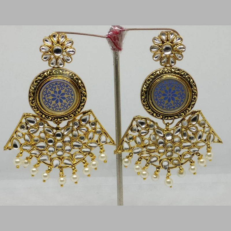 Midas Touch Gold Plated Meenakari And Kundan Dangler Earrings
