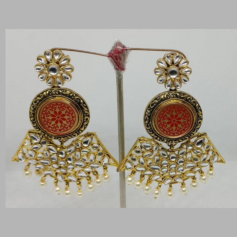 Midas Touch Gold Plated Meenakari And Kundan Dangler Earrings