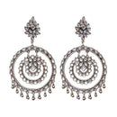 Vaamika Silver Plated White Kundan Dangler Earrings
