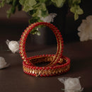 SOB Set of two Moti Bangles with Studded Kundan & Handcrafted Bangles