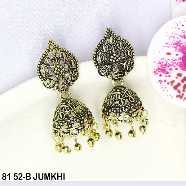 Mahavir Oxidised Gold Plated Jhumki Earrings