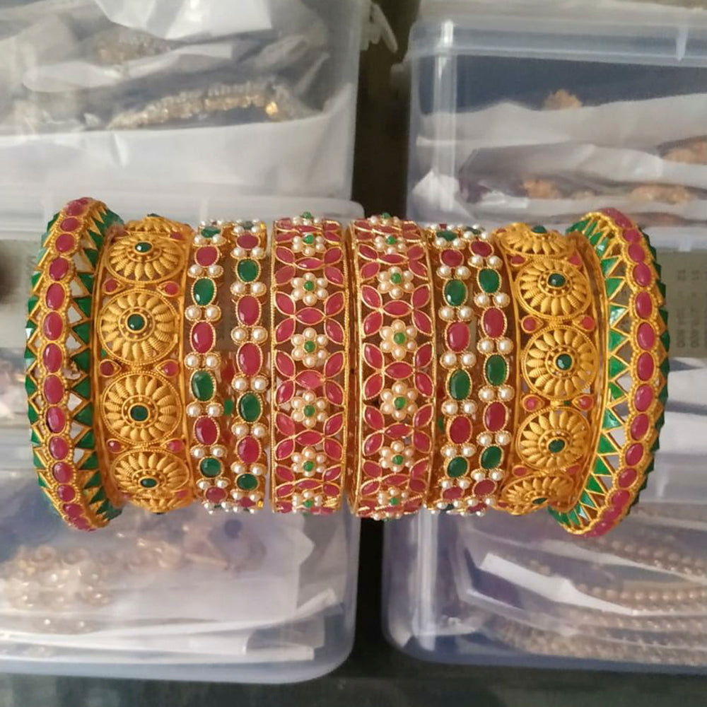 India Art Gold Plated Pota Stone Bangles