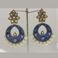 Midas Touch Gold Plated Pink Meenakari And Kundan Dangler Earrings - 90266