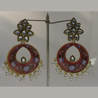 Midas Touch Gold Plated Pink Meenakari And Kundan Dangler Earrings - 90266