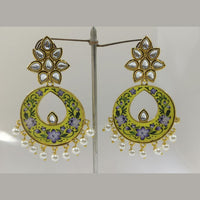 Midas Touch Gold Plated Pink Meenakari And Kundan Dangler Earrings - 90266