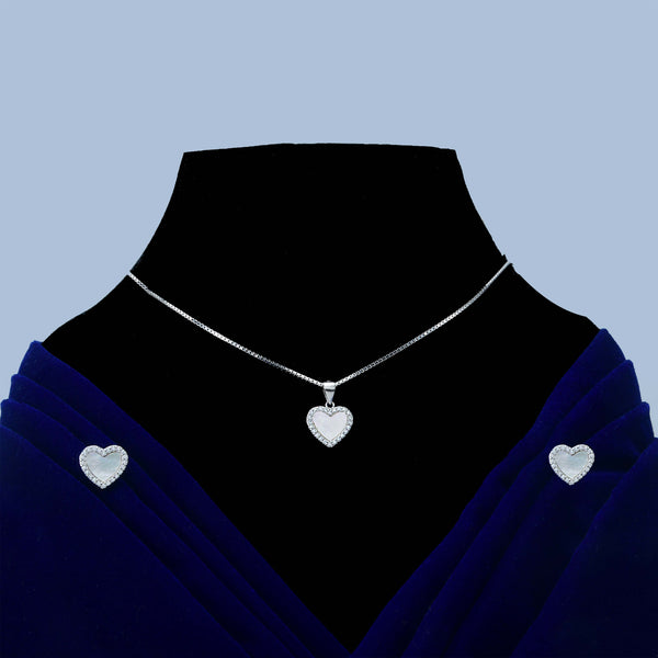 Nipura 925 Silver Heart of Pearl Pendant-set
