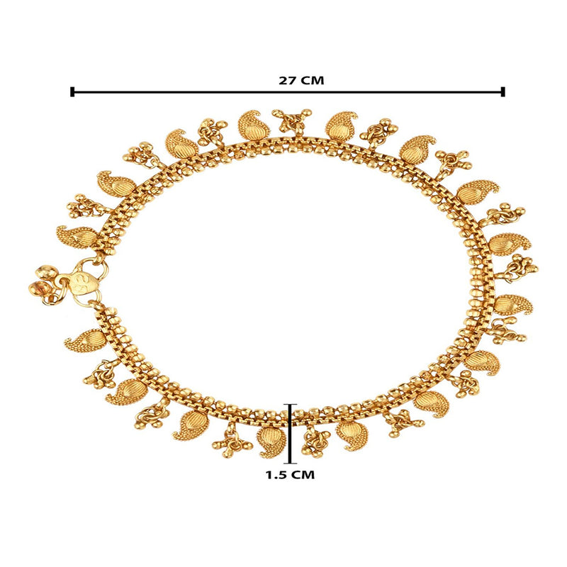 Etnico Traditional Gold Plated Ghungroo Payal Anklet For Girls & Women (A047FL)