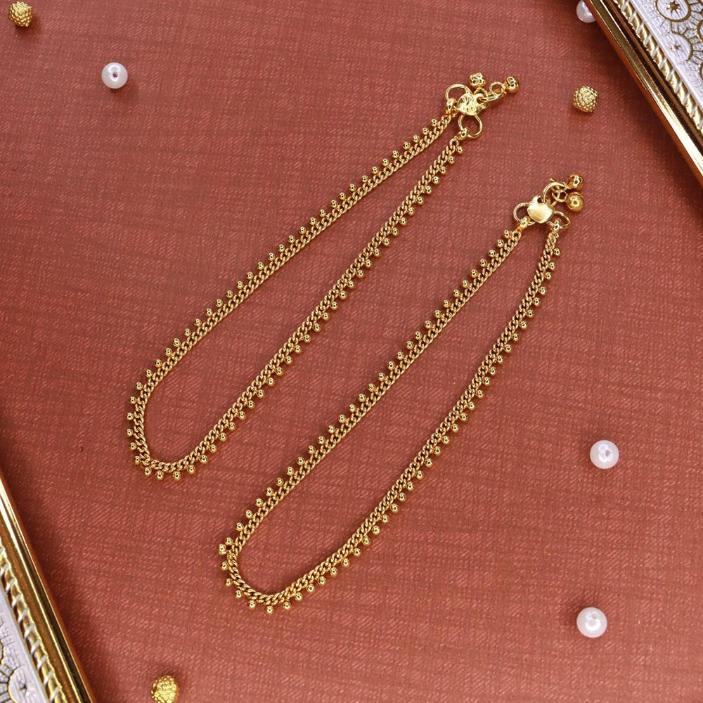 Etnico Traditional Gold Plated Payal Anklet For Girls & Women (A049FL)