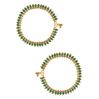 Etnico Gold Plated Traditional Stone Studded Adjustable Anklets/Payal For Girls & Women (A050G)
