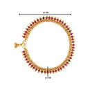Etnico Gold Plated Traditional Stone Studded Adjustable Anklets/Payal For Girls & Women (A051MG)