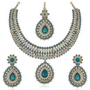 Kriaa Gold Plated Austrian Stone Necklace Set With Maang Tikka - 1105304