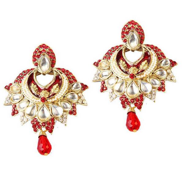 Kriaa Gold Plated Meenakari Stone Dangler Earrings - 1300118