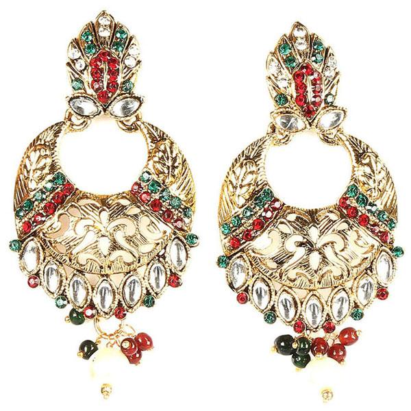 Kriaa Gold Plated Kundan Stone Chandbali Earrings - 1300222