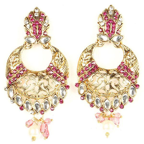 Kriaa Kundan Austrian Stone Gold Plated Chandbali Earrings - 1300223